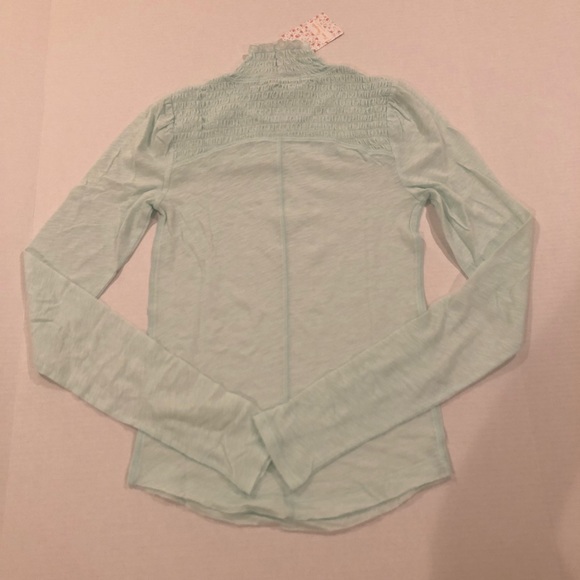 NWT Free People Caroline long-sleeve top, size S, iced aqua - Picture 7 of 13